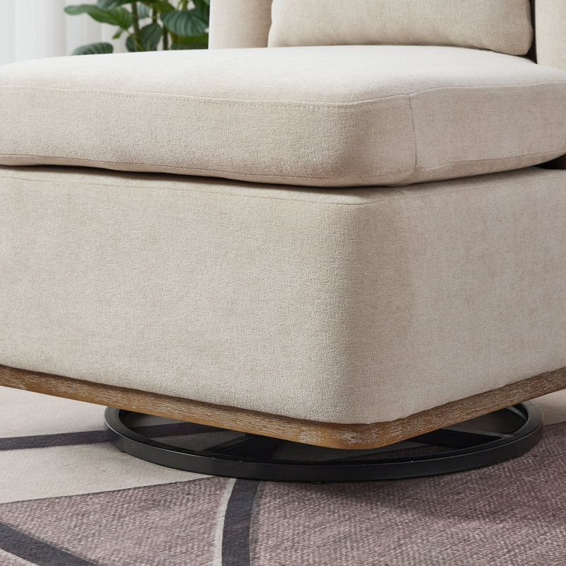 Fauteuil de chambre rembourré pivotant, Chenille beige