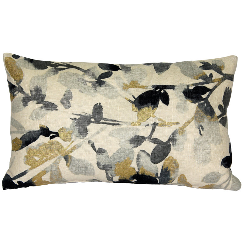 Leaf Graphite Rectangular Pillow Cover & Insert, Gray