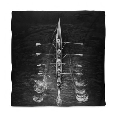 Livingroom Hobbies Rowing Boat Monochrome Duvet Cover