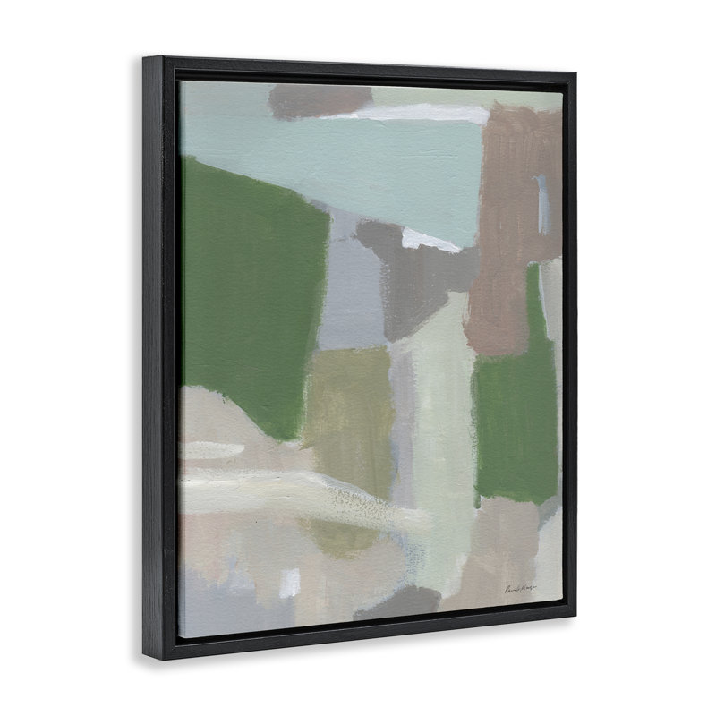 «Spring Green Abstraction», art par Pamela Munger, Cadre flottant noir de jais, H 21 po x l 17 po