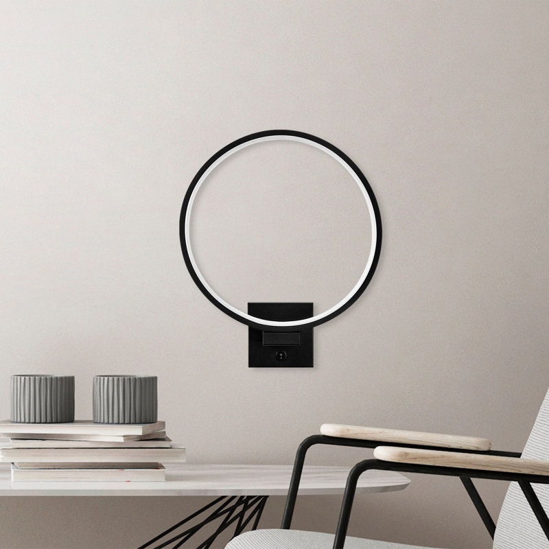 Lampe murale moderne noire avec corps en métal, 11,8 x 14,2 x 3,5 pouces | DEL intégrée, 12 W, 3 000 K | Conception élégante avec plaque de base en métal durable, parfaite pour la décoration intérieure contemporaine et l'éclairage ambiant