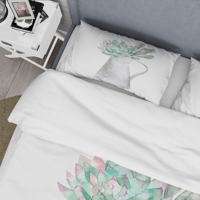 Succulent Home Plant - Ensemble de housse de couette traditionnel - Microfibre de polyester