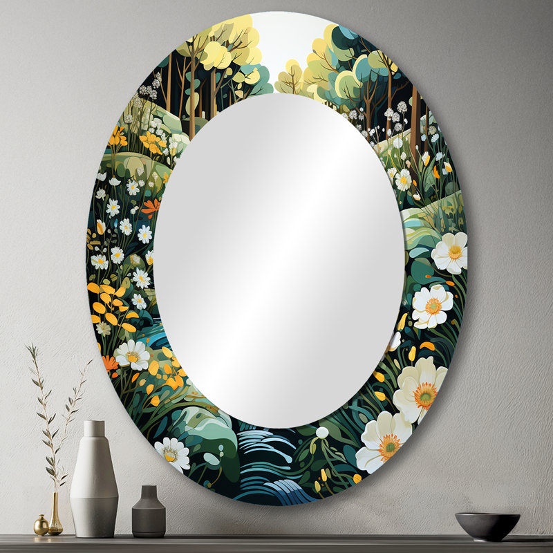 Coastal Creek Silver Stream III - grand miroir mural océan, miroir décoratif côtier, impression d'art en métal, 36 po x 24 po