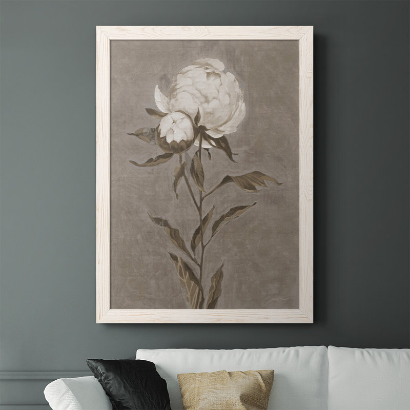 "Jolie comme une pivoine II", reproduction d'art sur toile encadrée, Blanc, H 37,5 po x l 27,5 po x P 1 po