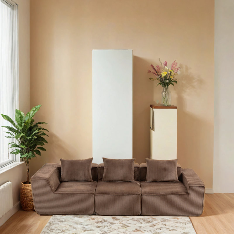 Canapé modulaire en velours, Brun