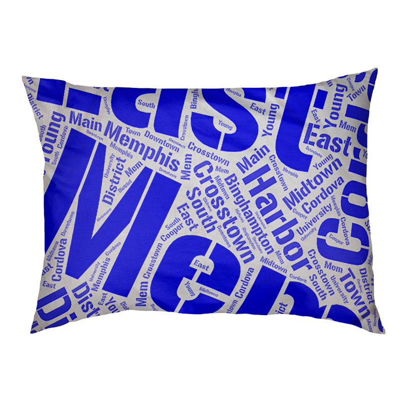 Coussin de chien « districts », Grand (l 40 po x P 30 po x H 14 po), Bleu, Memphis
