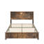 Cadre de lit Queen en bois avec tête de lit de rangement - Cadre de lit Queen avec station de recharge et éclairage DEL, Cadre de lit Queen en bois avec bibliothèque, Lits plates-1297238769