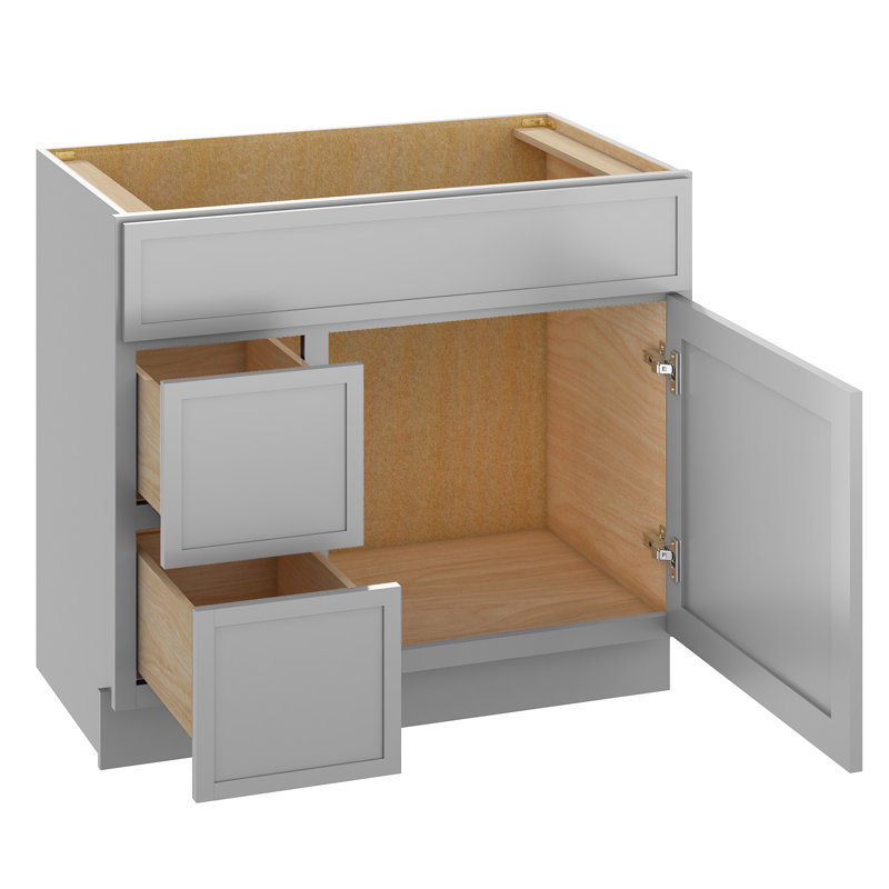 Gray Birch and Plywood Freestanding Single Bathroom Vanity