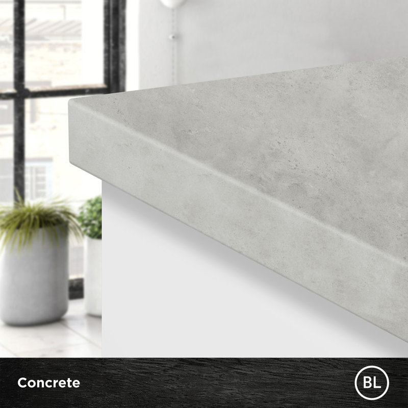 Concrete Full Thickness Laminate Worktop, 1.125'' H × 25'' W × 97'' D