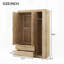 Armoire-penderie à trois portes avec 2 tiroirs et 2 tringles de suspension, parfaite pour les solutions de rangement organisées et élégantes.-99995244