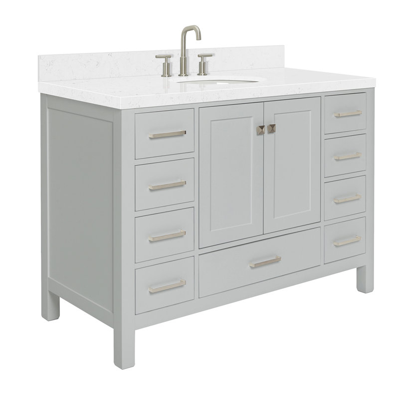 Ensemble de meuble-lavabo simple 48 po , Gris, Nickel brossé
