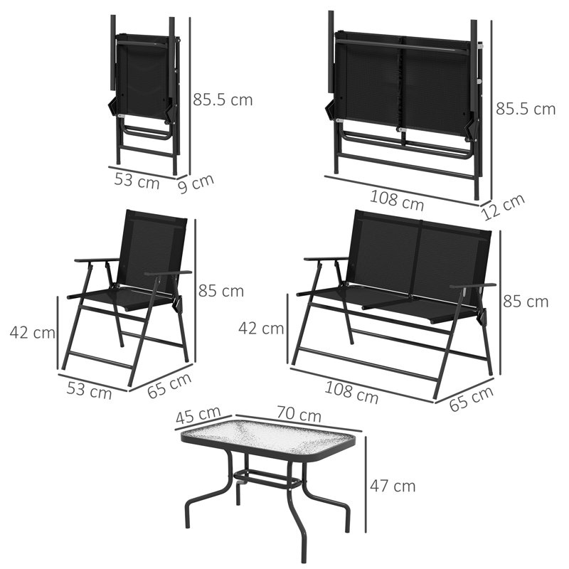 Rectangular 4 - Piece 4 - Person 70Cm L Outdoor Table Set