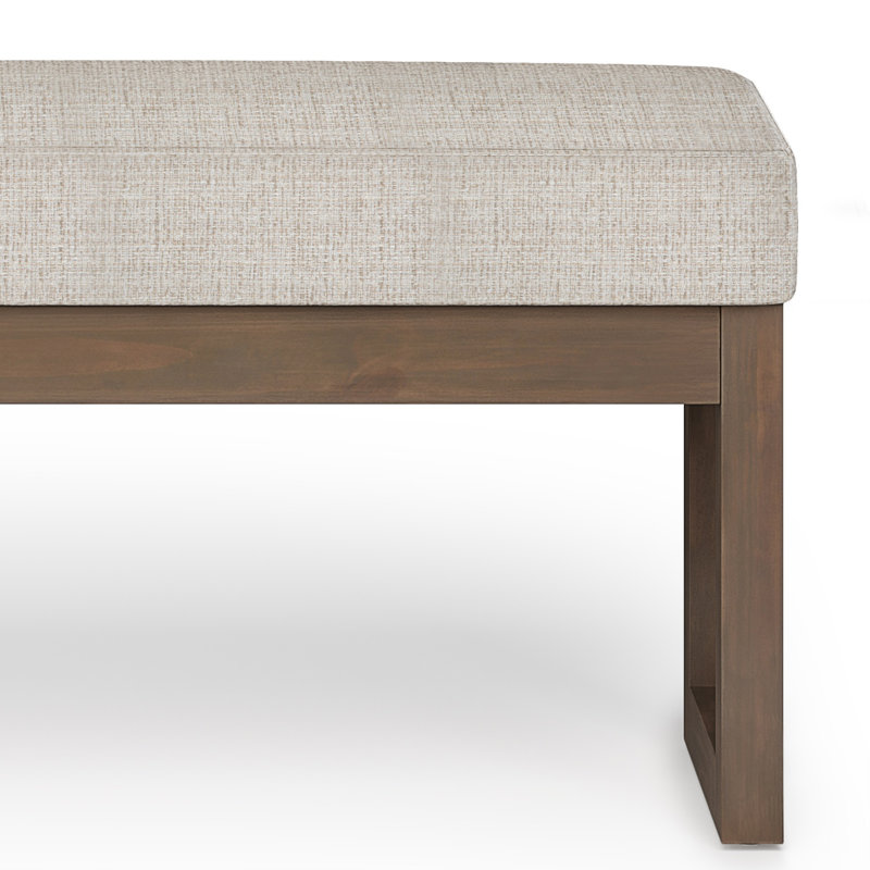 Milltown Gray Linen Upholstered Rectangular Footstool Bench