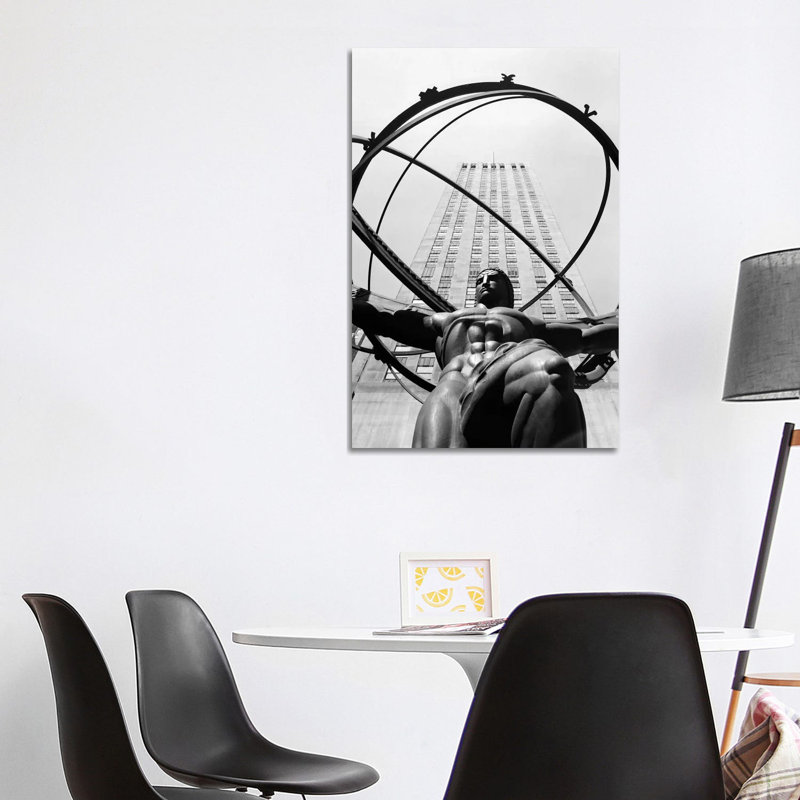 1950s Statue Of Atlas At Rockefeller Center Midtown Manhattan USA - Wrapped Canvas Print, 101.6 cm H x 66.04 cm W x 1.91 cm D