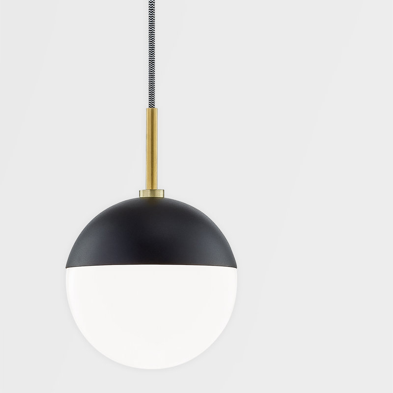 Luminaire suspendu sphérique 1 lumière Kilwin, Laiton vieilli / noir