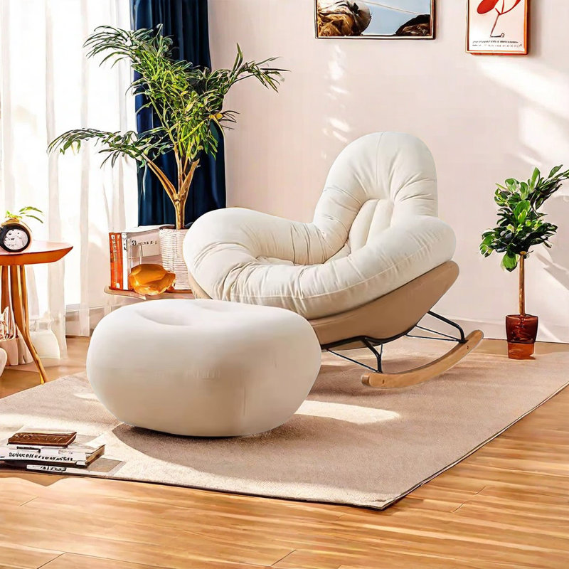 Chaise berçante simple à bascule, Café crème