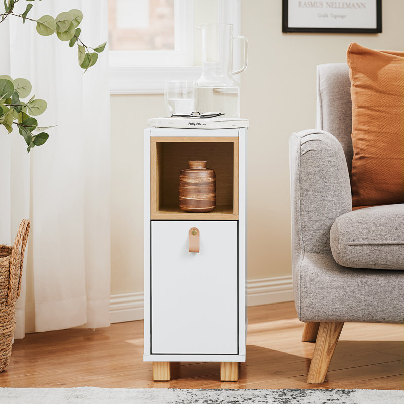 Manufactured Wood Bedside Table, White/Natural