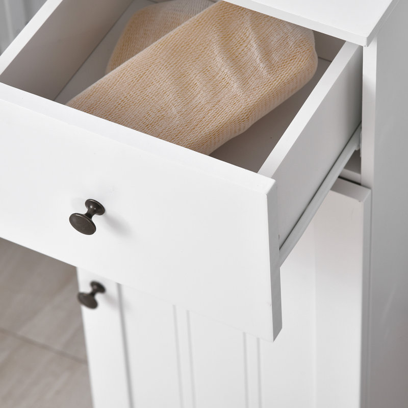 Armoire de salle de bain avec tablette réglable et tiroir - Petit look élégant blanc de style contemporain