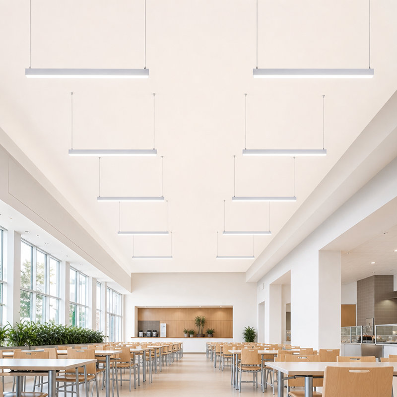  LinearLux 4FT 3CCT Dimmable Commercial Linear Light, 120V/277V, 40W/50/60W Selectable Output, 6900lm, Anti-Glare, Linkable, Commercial and Warehouse Industrial, Silver, Pack of 8