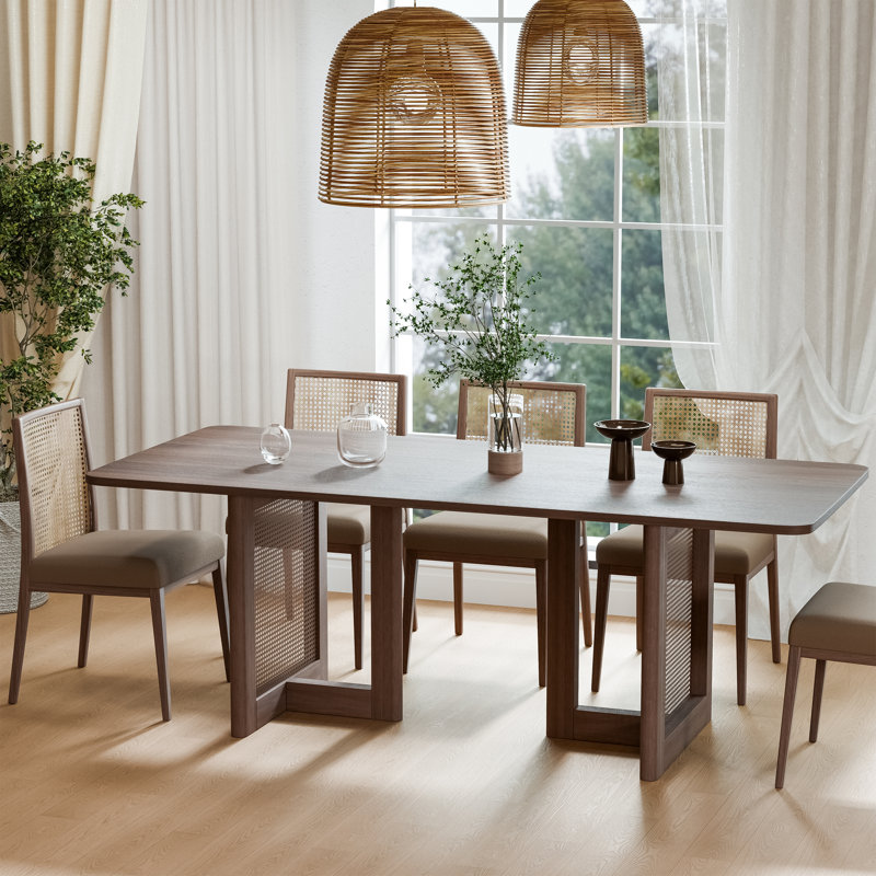 Andiel 33.5"W×30"H Wood Dining Table, 30"H x 79"L x 33.5"W, Walnut