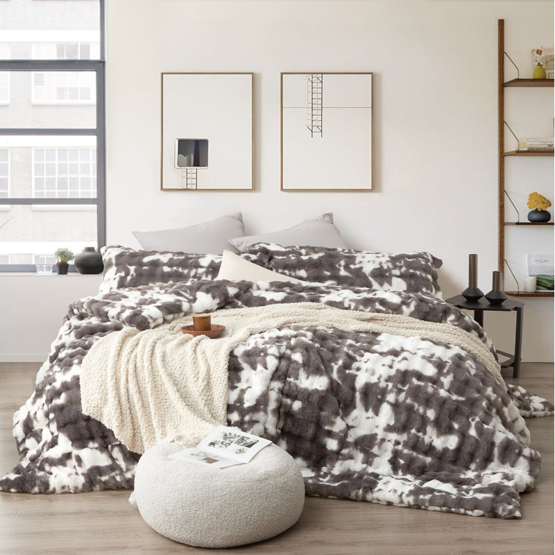 Chunky Bunny Spotty - Coma Inducer Oversized Comforter Set, Édredon pour grand lit + 2 taies décoratives, Blanc / Gris