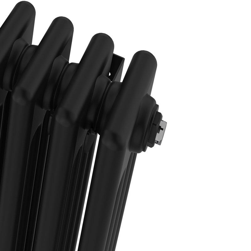 Adames Vertical Traditional 4 Column Radiator 1500x470mm, 1800mm H x 290mm W x 140mm D, Black