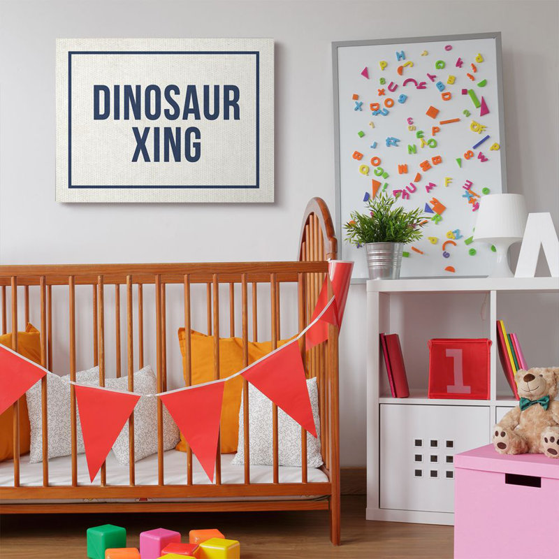 « dinosaur crossing », art de style mot pour enfants Stevenson, H 30 po x l 40 po x P 1,5 po, Toile