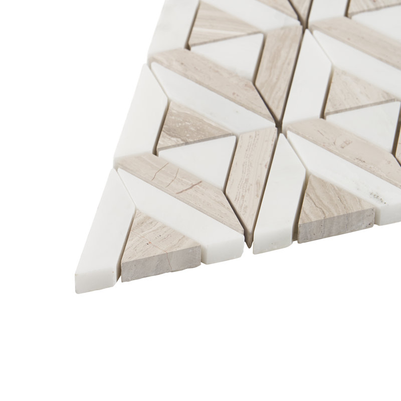 Florey Triangle 6.81 in. x 7.83 in. Polished Marble Mosaic Tile (0.37 sq. ft./Each), Wooden Beige