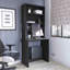 Bureau d'ordinateur avec huche, tablette inférieure, quatre tablettes, noir