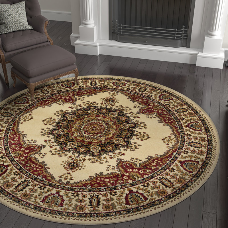 Tapis oriental ivoire / rouge Clarence, Tapis de couloir 2 pi 3 po x 10 pi