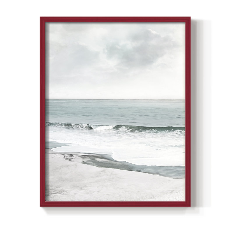 Calming Coast Framed Print - Solid Wood, 15" H x 12" W, Red