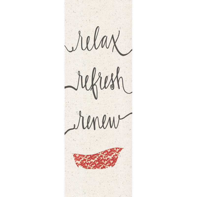 Relax Refresh Renew Linen - Textual Art Print, 46 cm H x 30 cm W, Wrapped Canvas