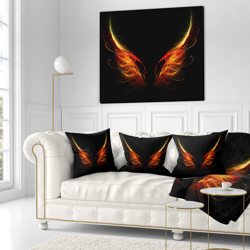 Enfer de l'enfer sur fond noir - coussin imprimé abstrait, 16 po x 1 po, Coussin décoratif