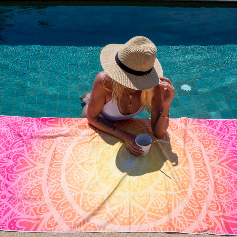Serviette de plage en microfibre Caroli, Rose