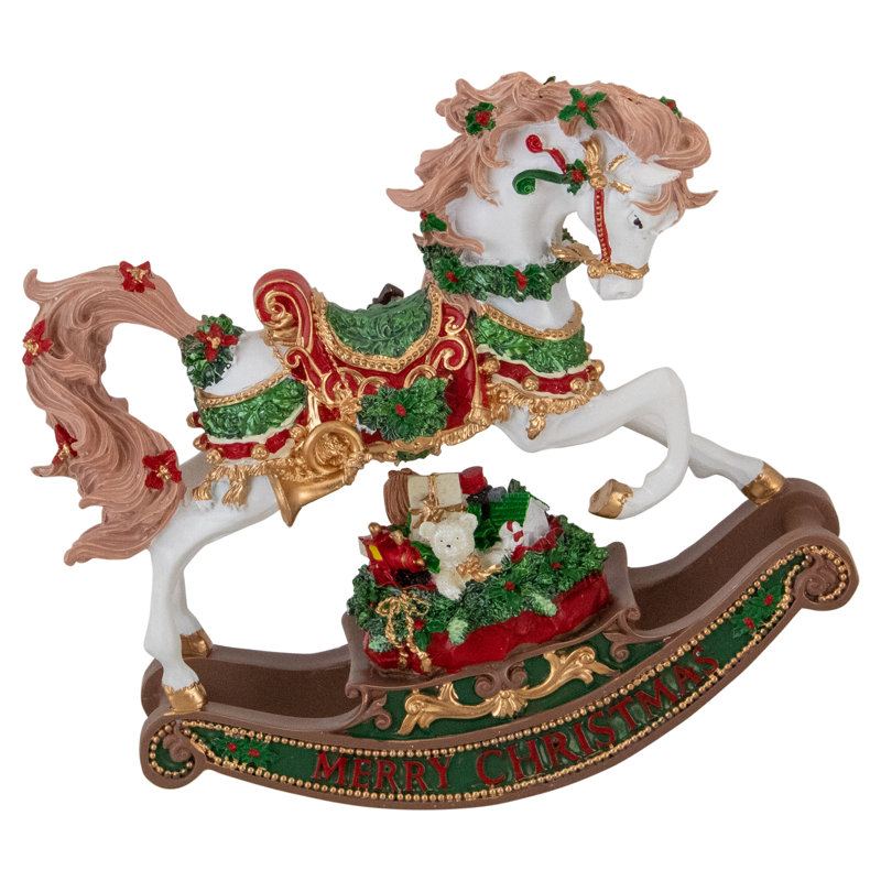 Figurine de cheval à bascule musicale 9 "Merry Christmas