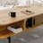39.3" Mid Century Modern Coffee Tables For Living Room, Coffee Table With Storage Open Shelf, Fluted Table With Sliding Cabinet Door, 2-tier Rustic Wood Desktop, Brown-1955553427