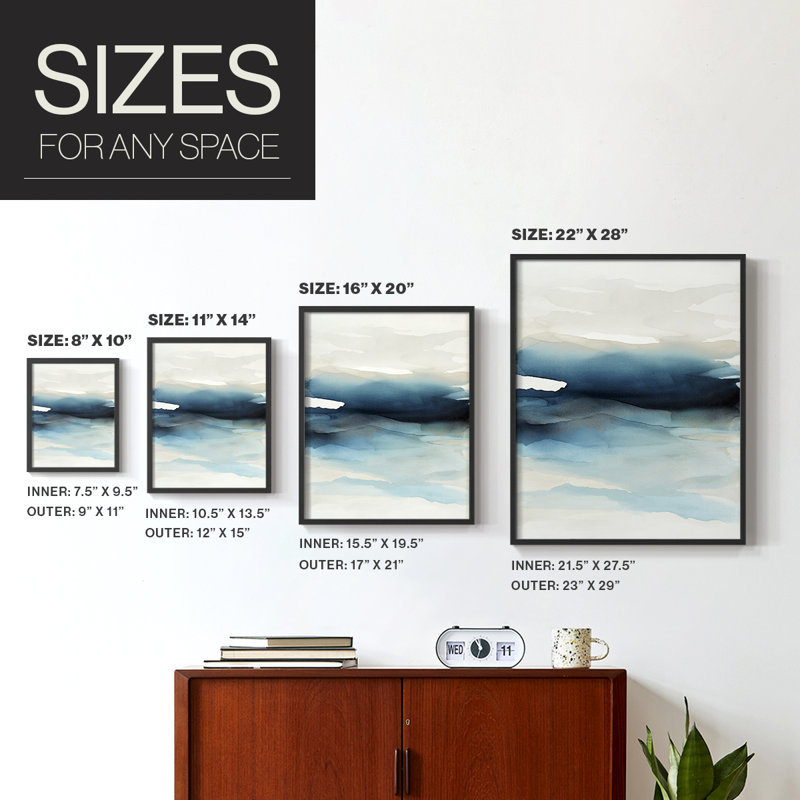 «Waves II», reproduction encadrée - bois massif, Noir, H 10 po x l 8 po