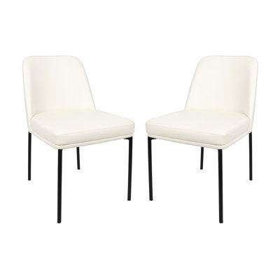 Loft Contemporary Metal Vegan Leather Dining Side Chair in Ivory