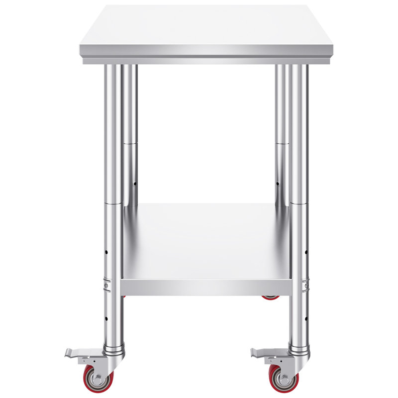 Table de travail en acier inoxydable 24 X 30 avec tablettes réglables à 3 niveaux, surface lisse, pour couper la viande dans les écoles, table robuste, en acier, buffets