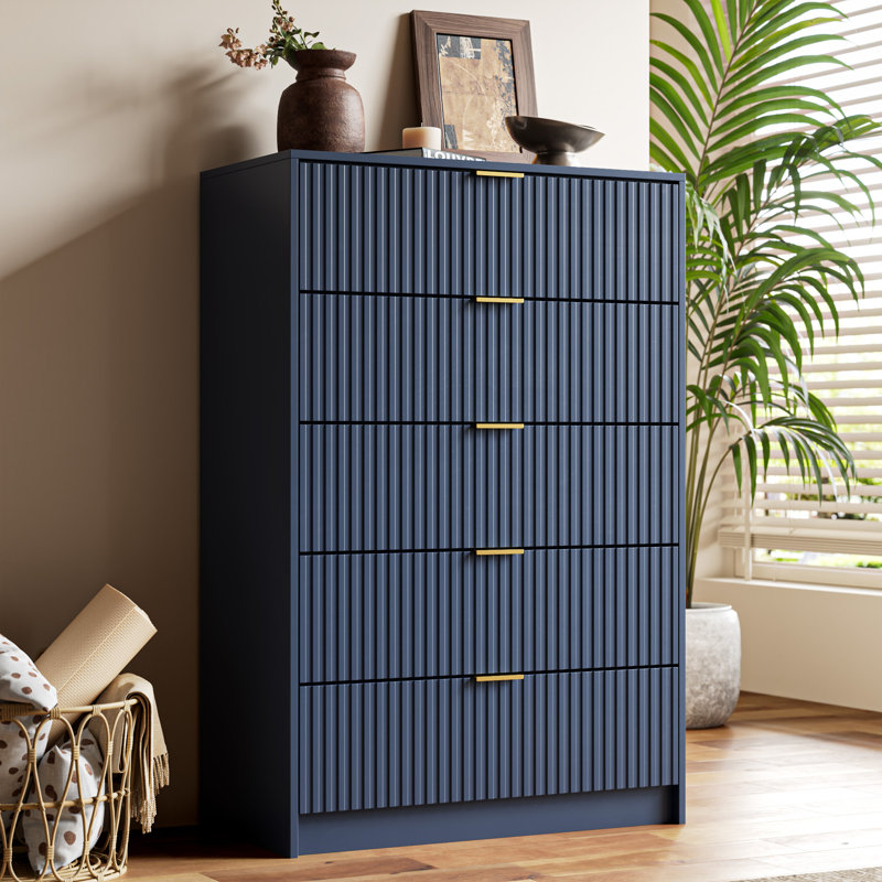 5 - Drawer Dresser, 47.2" H, Navy