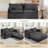 74" Pull Out Sofa Bed, Convertible Sleeper Sofa Bed With USB Ports, Corduroy Upholstered Couch With Chaise Lounge For Living Room, Guest Room, Dark Gray-854966178