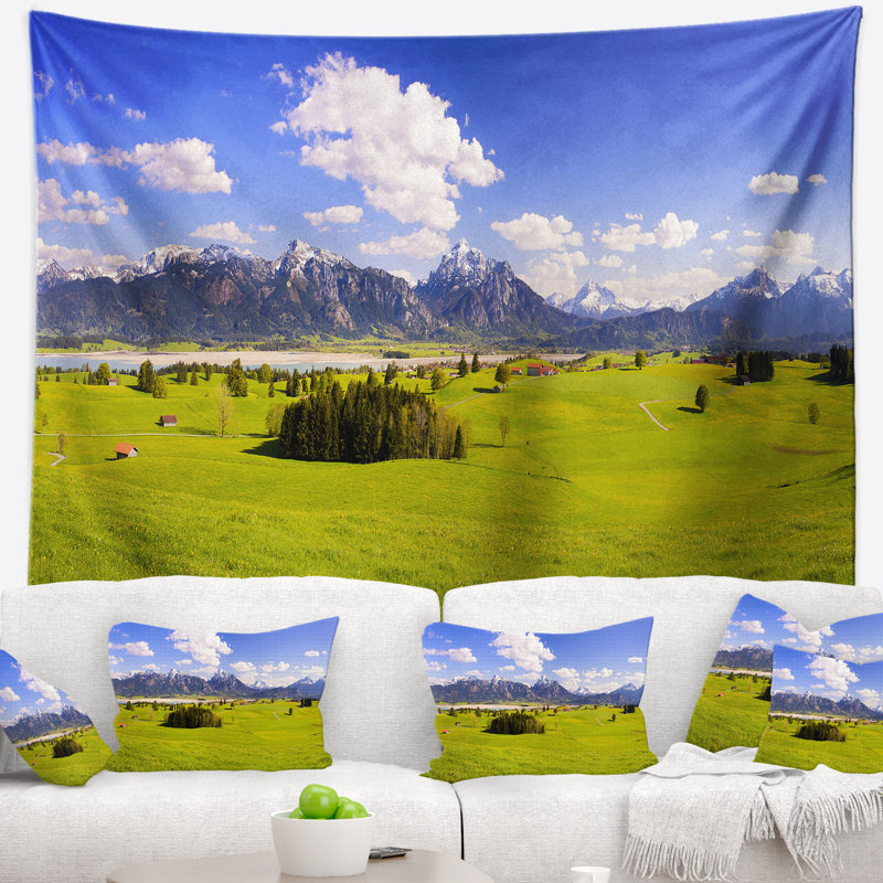 Paysage, paysage de bavière, vert, tapisserie, paysage, H 32 po x l 39 po