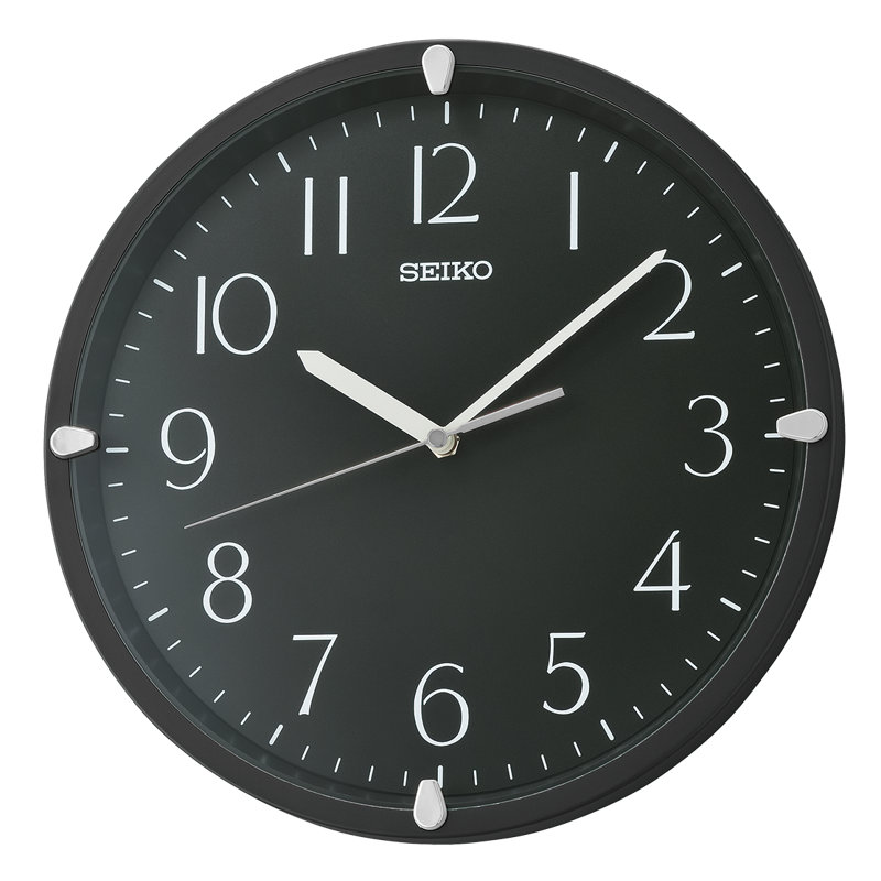 QHA007KLH Wall Clock, Black Matte, Black