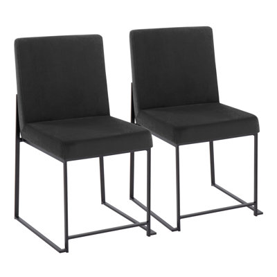 High Back Fuji Contemporary Dining Chair In Black Steel And Black Velvet By Lumisource - Set Of 2