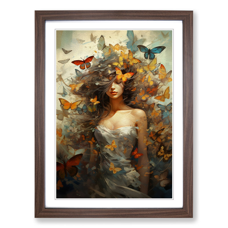 Butterfly Conceptual Art - Framed Print, 34cm H x 25cm W x 2cm D, Walnut Framed