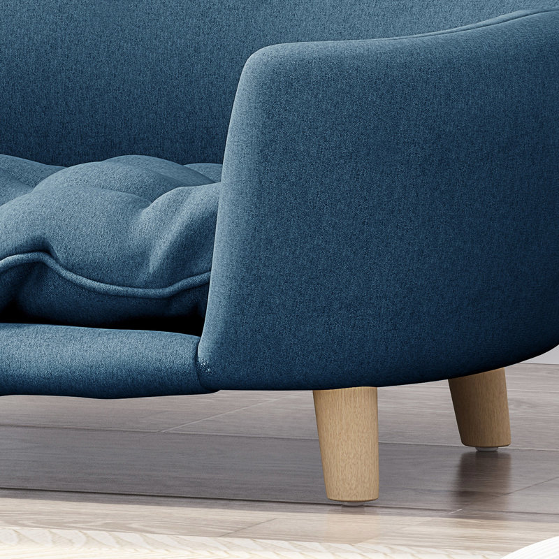 Lit pour chien Mid-Century moderne bleu marine avec pieds en bois de bouleau massif, assemblage requis