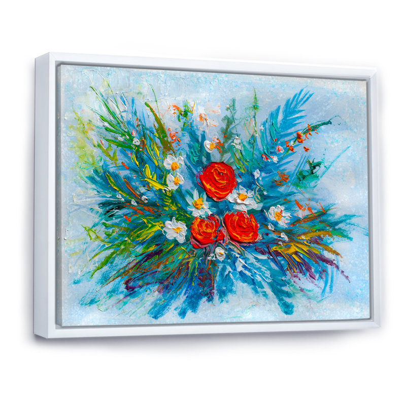 Impressionniste bouquet de fleurs - Reproduction de photo sur toile, H 8 po x l 12 po x P 1 po
