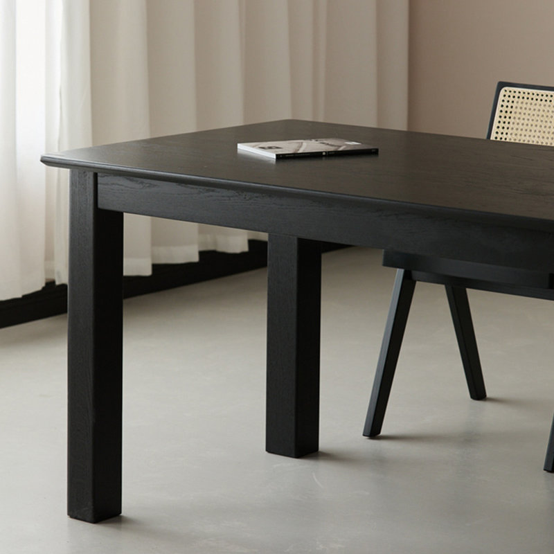 Ensembles de tables de salle à manger simples en bois massif noir, H 29,53 po x L 62,99 po x l 31,5 po