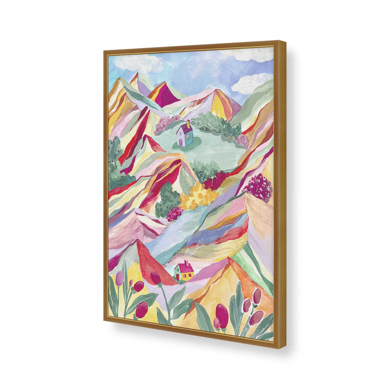«Gouache Rainbow Landscape» par Garima Dhawan, reproduction d'art sur toile, H 16 po x l 12 po, Gold