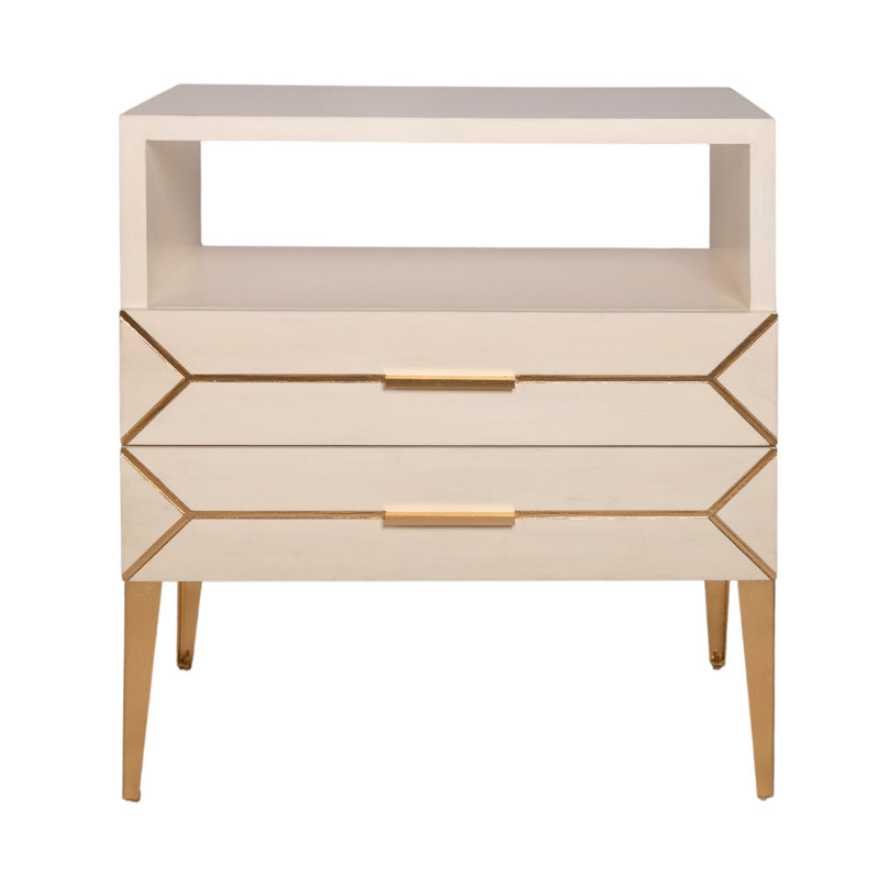 New York 2 - Drawer Solid Wood Nightstand, Antique White